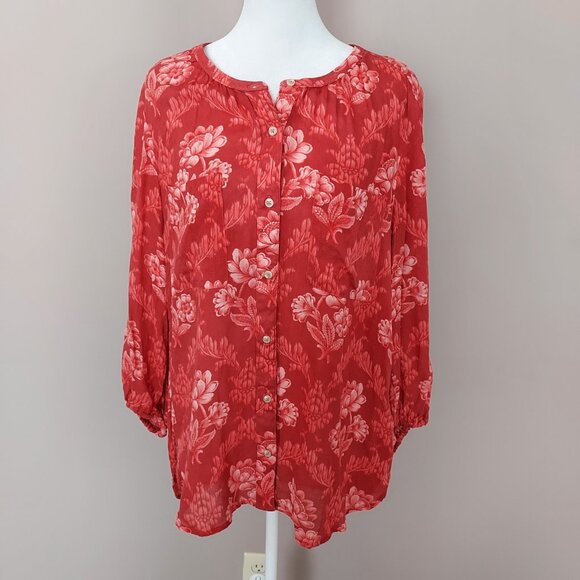 Anthropologie Akemi + Kin Coconino Floral Button Down Blouse Size Lg NWOT - Picture 5 of 11